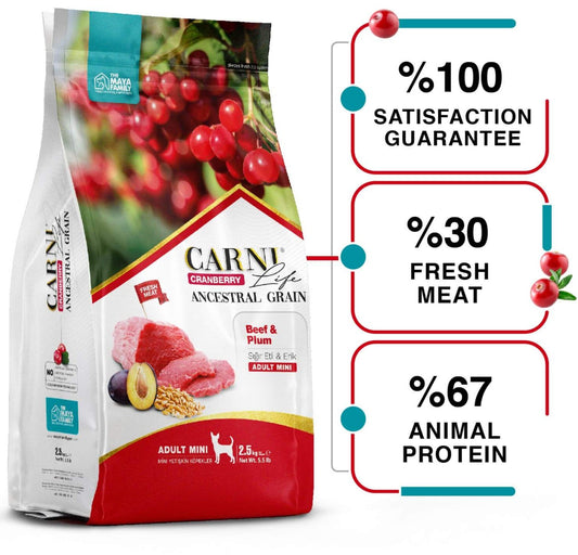 Carni Life Cranberry ANCESTRAL GRAIN BEEF & PLUM ADULT MINI