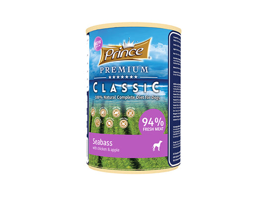 Prince Premium Classic Wet Dog Food Seabass With Chicken And Vegetables 400 Grams