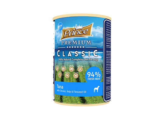 Prince Premium Classic Wet Dog Food Tuna With Chicken Kelp And Flaxseed Oil 400 Grams