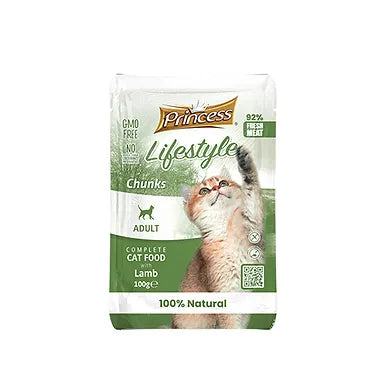 ** Offer 10+1 Free** Princess Lifestyle Chunks - Pouches 100g Adult Lamb