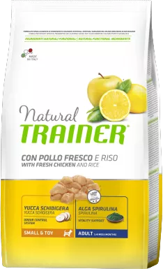 Natural Trainer Adult Small & Toy with Chicken and Rice Dry food for dogs with chicken, rice and aloe vera