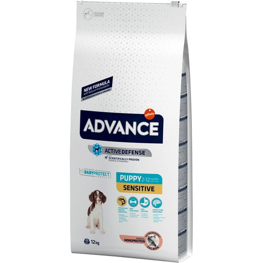 ADVANCE PUPPY SENSITIVE premium dog food for puppies aged 2-12 months bag 12 kg rich in salmon and rice