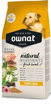 Ownat Classic 15kg Dry Food for Adult Dogs with Lamb and Rice