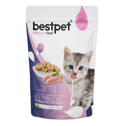 **OFFER 5 + 1 FREE** BestPet Kitten Jelly Pouch Kitten Food 85g