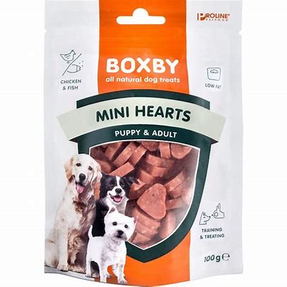 BOXBY DOG SNACK MINI HEARTS 100g