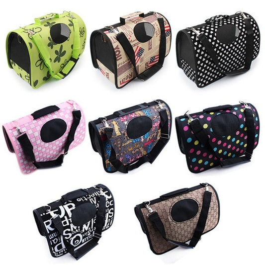 PET Handbag Foldable Outdoor Portable Teddy Breathable Carrier Cat Dog Single-Shoulders Bags PU Pets Supplies HA163