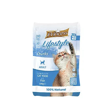 ** Offer 10+1 Free** Princess Lifestyle Chunks - Pouches 100g Adult Fish