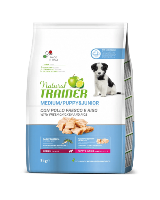 Natural Trainer Dog Puppy & Junior Medium With Fresh Chicken 3 Kg