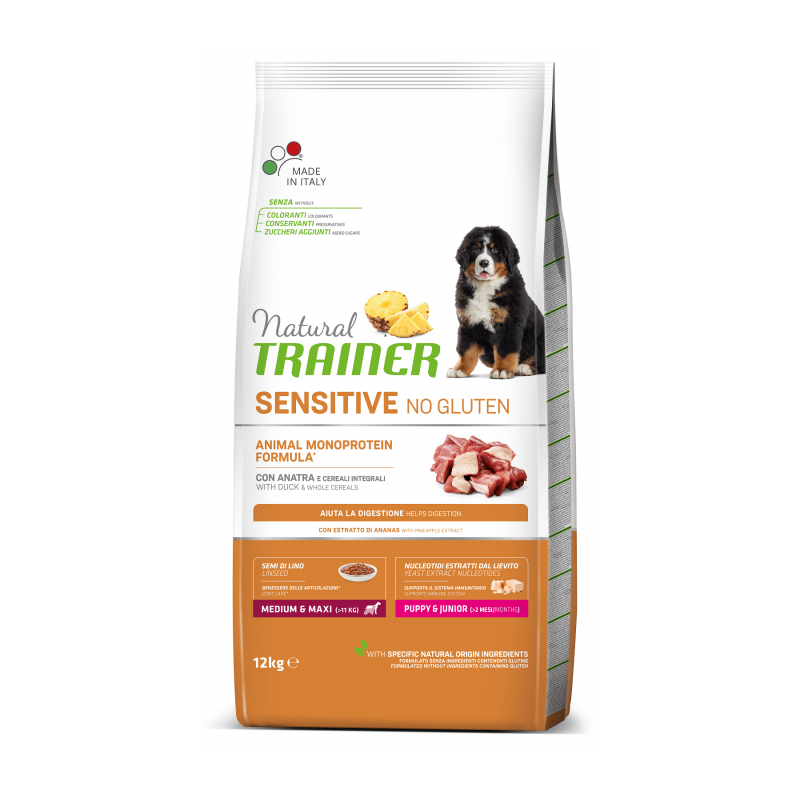 Natural Trainer DOG SENSITIVE Without Gluten PUPPY&JUNIOR Medium/Maxi With Duck 12kg