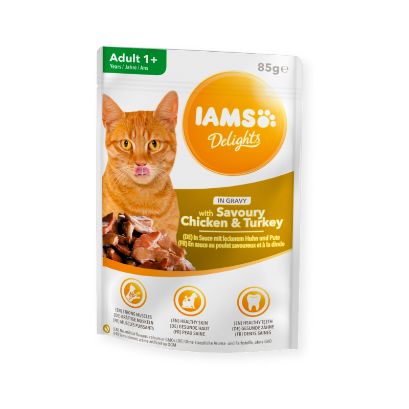 IAMS Delights Adult Savoury Chicken & Turkey in Gravy 85g